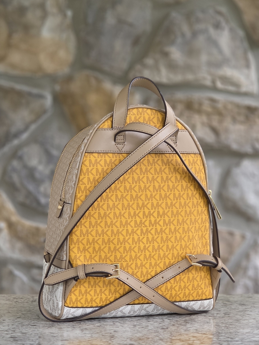 Michael Kors Rhea Logo Color-Block Medium Backpack - Picture 3 of 7